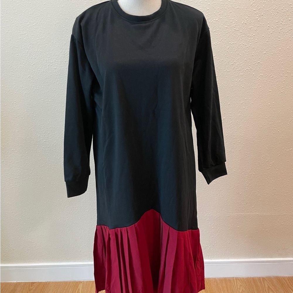 DAZY Black Red Bottom Long Sleeve Dress